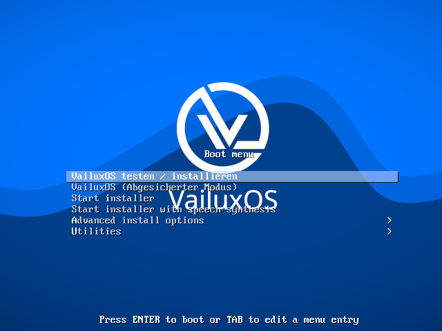 ValinuxOS live grub