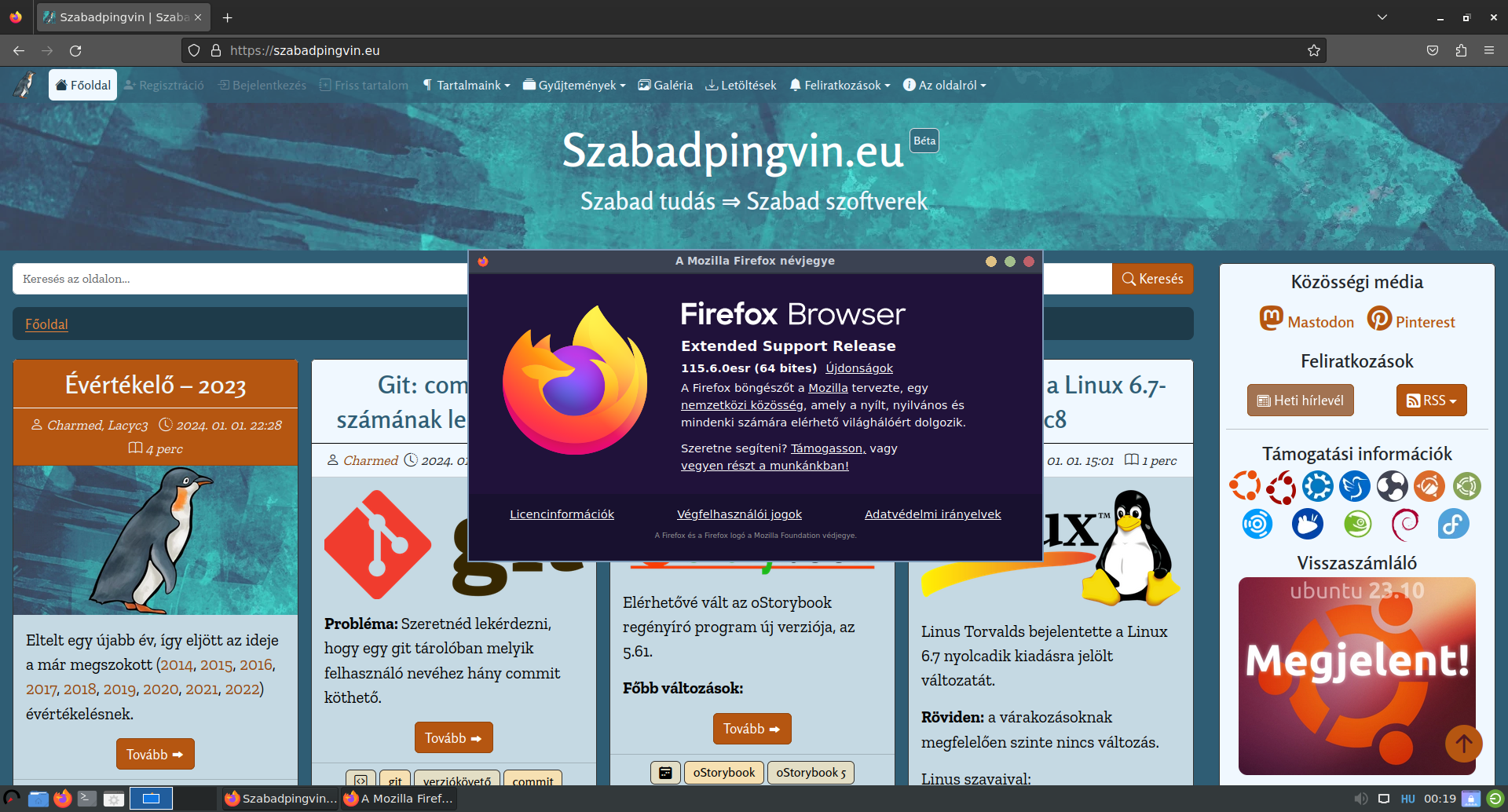 Firefox ESR mint böngésző - szabadpingvinnel