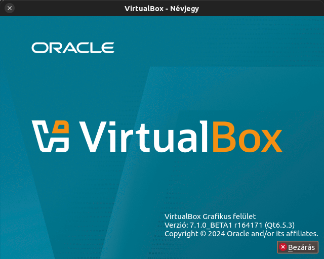 Virtualbox 7.1.0 béta 1 – Névjegy